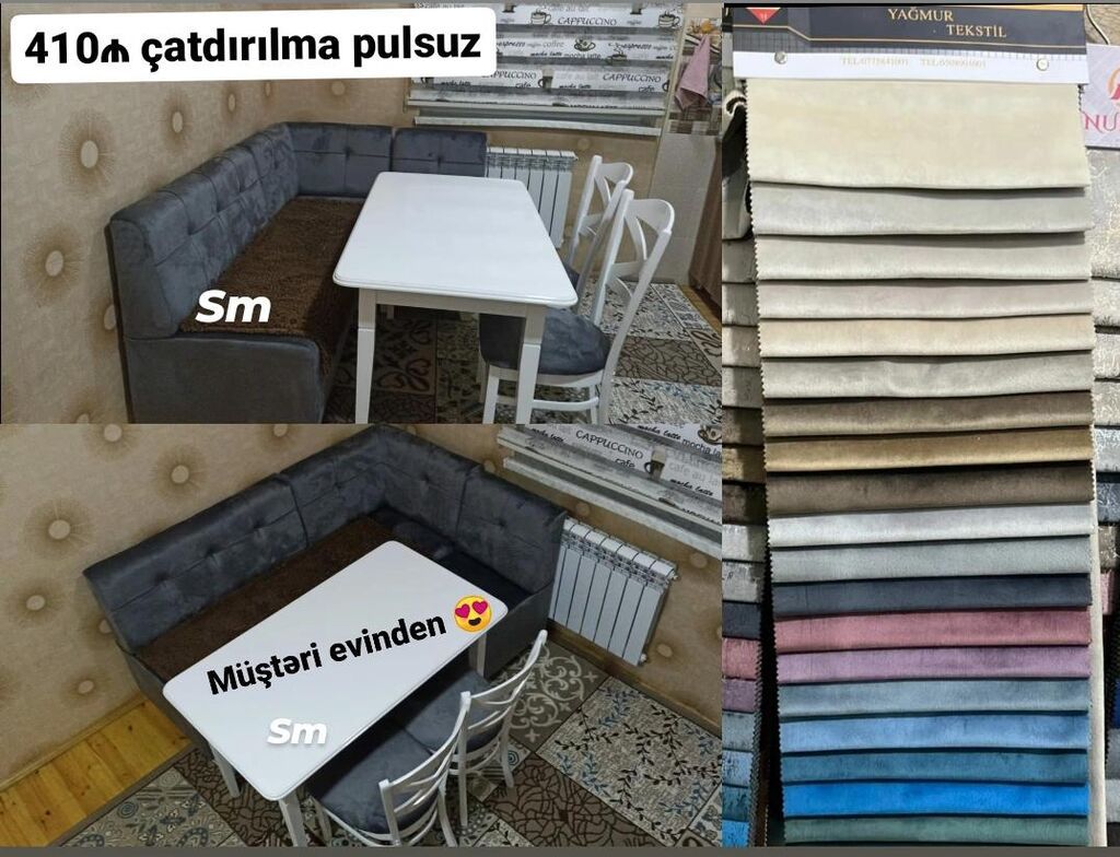Mətbəx üçün künc dəsti Tərkib: - Künc divan - Masa - 2 ədəd stul — Mebel, Digah (5)