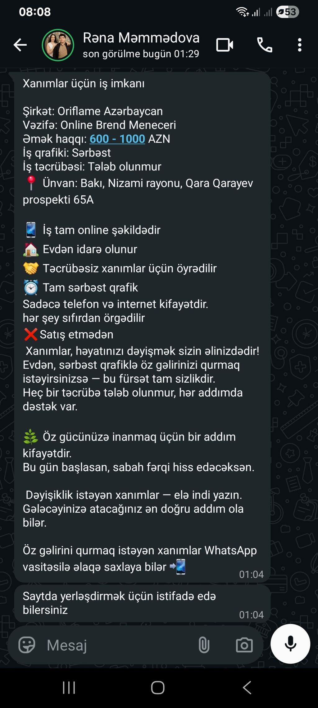 SMM menecer tələb olunur, İstənilən yaş, Təcrübəsiz — İş, Xaçmaz
