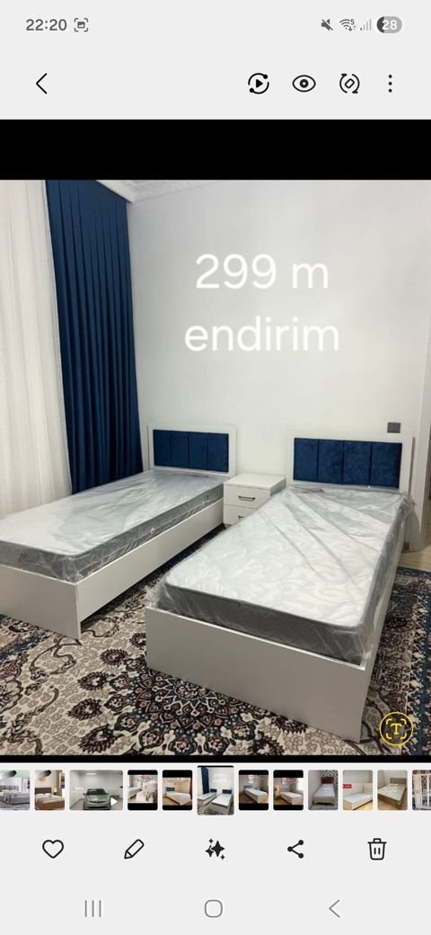 Uşaq/yeniyetmə otağı üçün iki ədəd tək çarpayı dəsti. - Rəng: ağ — Sumqayıt