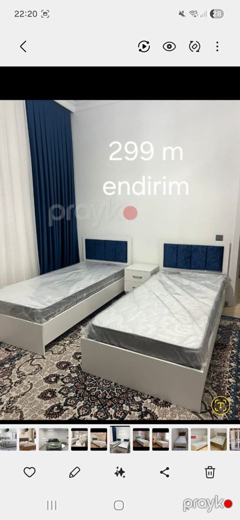 Uşaq/yeniyetmə otağı üçün iki ədəd tək çarpayı dəsti. - Rəng: ağ