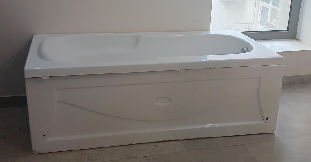 Akrilik vanna – ağ rəng, panel və karkaslı en 80 hündür 60 uzun 1.60 — Santexnika, Bakı (2)