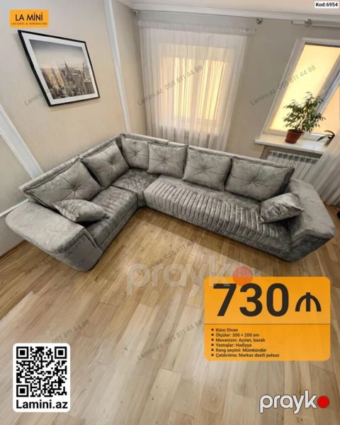 Künc divan – rahat və funksional model - Ölçülər: 300 200 sm — Bakı