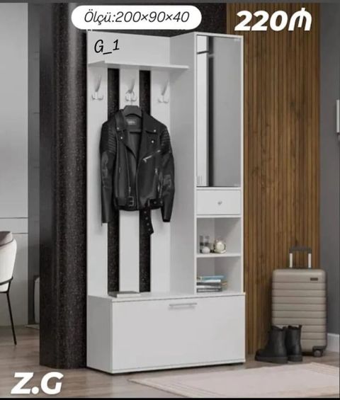 Dəhliz üçün çoxfunksiyalı asılqan və şkaf kombini Ölçü: 200×90×40