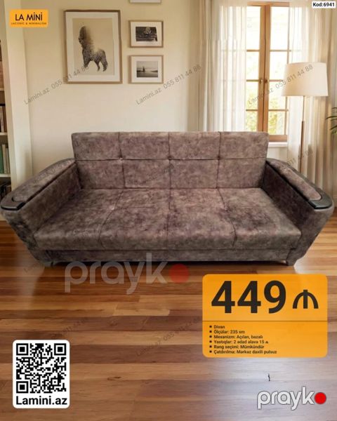 Divan – La Mini - Ölçü: 235 sm - Mexanizm: açılan, bazalı (yatmaq üçün — Bakı