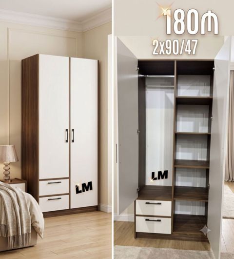 İki qapılı dolablar təmiz laminatla 📌 Qiymət : 180₼ Ölçü : 2 x 90 x — Bakı