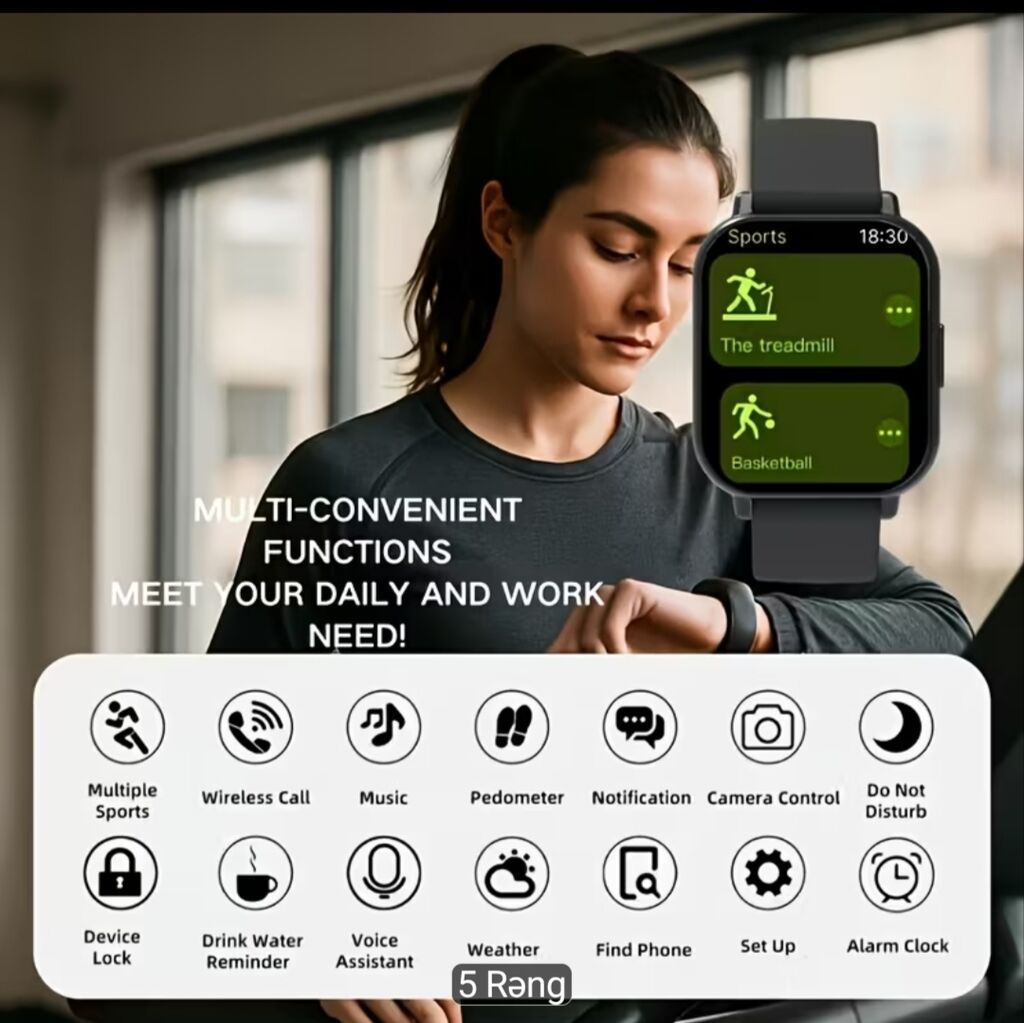 Yeni, Smart saat, Sensor ekran, rəng - Qara — Aksesuarlar, Bakı (4)