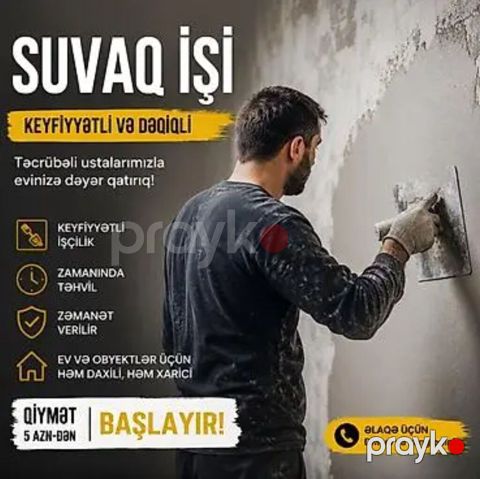 Horgu suvaq beton / qaba tikinti ile bagli butun isler Hörgü suvaq — Bakı