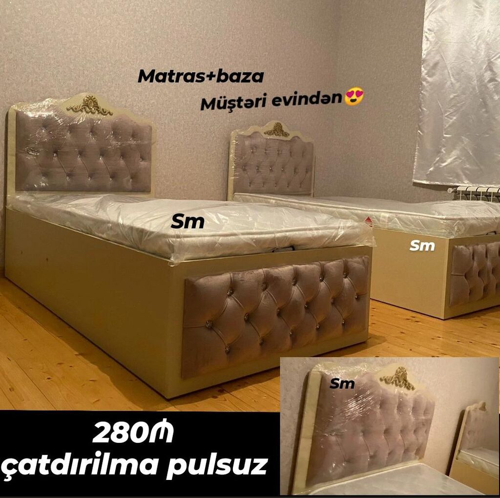 Matraslı bazalı tək nəfərlik çarpayı dəsti. Dəstə matras və geniş — Mebel, Digah (2)