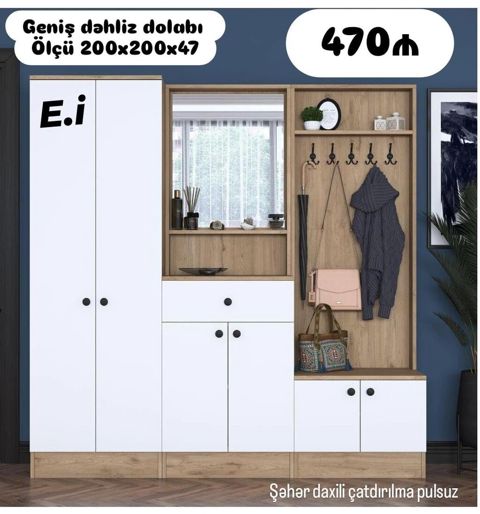 Geniş dəhliz dolabı – funksional və estetik dizayn - Ölçü: 200×200×47 — Sumqayıt