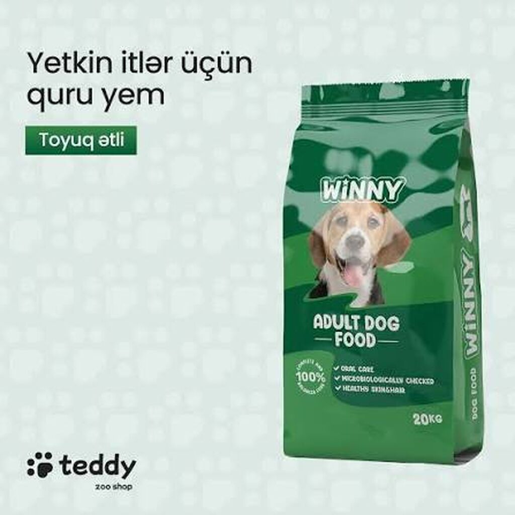 20 kq . endirimli qiymət . Winny Adult Dog Food yetkin itlər üçün — Heyvanlar, Bakı