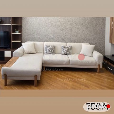 Məhsul: L‑şəkilli künc divan - Rəng: açıq krem - Üslub: müasir — Bakı