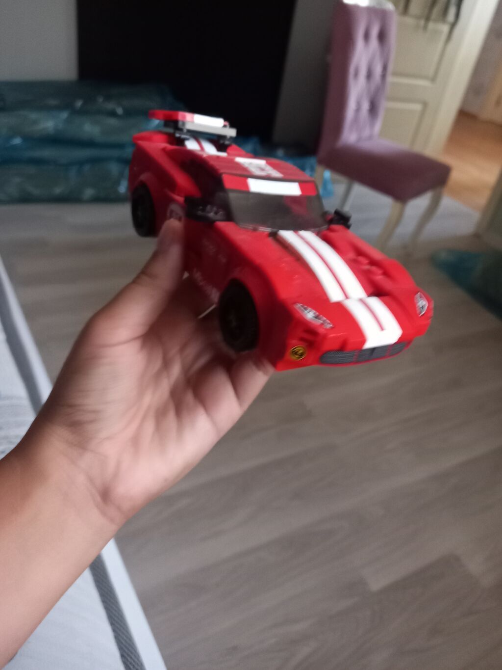 LEGO tərzində yığılan Porsche yarış avtomobili modeli. Oyuncaq qara və — Konstruktorlar, Xırdalan (5)