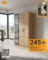 3 qapılı geyim dolabı - Kod: 10618 - Ölçülər: D 47 × H 200 × E 120 sm — Furniture
