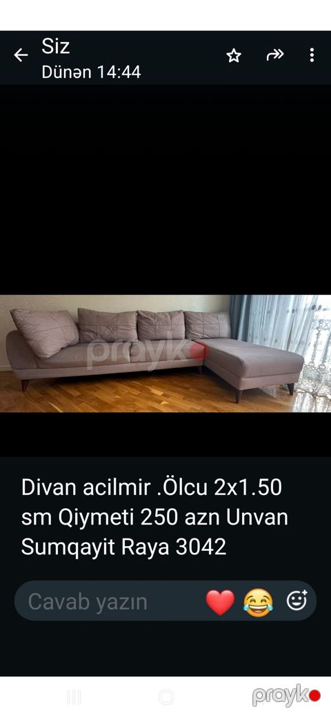 Künc divan - Model: L‑şəkilli künc divan, yastıqlar dəstdə - Ölçü: 2