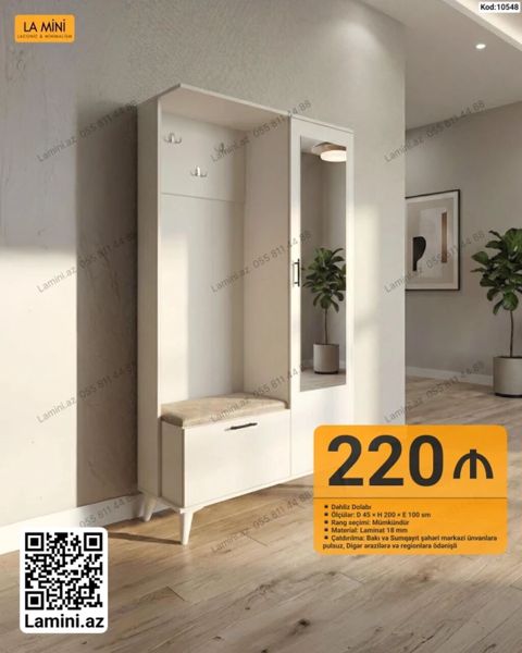 Dəhliz dolabı – La Mini - Ölçülər: D 45 × H 200 × E 100 sm - Rəng — Lamini Mebel — Dəhliz mebeli