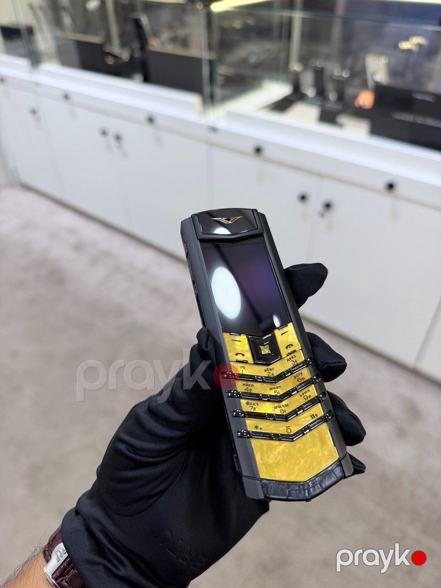 Vertu Signature S Design Sapphire Yellow Gold Black Alligator 4GB — Smartfonlar, Bakı (5)