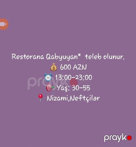 Qabyuyan tələb olunur, 18-29 yaş — Bakı