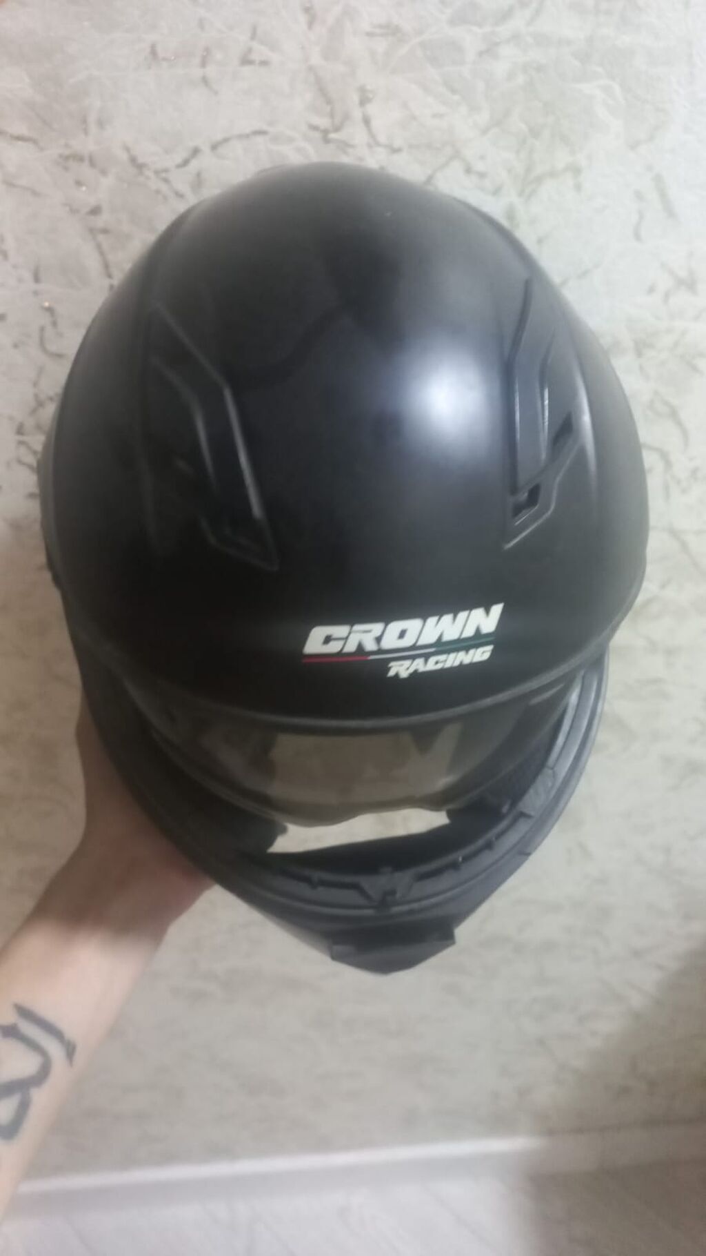 Crown Racing tam üzlü motosiklet dəbilqəsi - Rəng: mat qara - — Avto, Bakı (6)