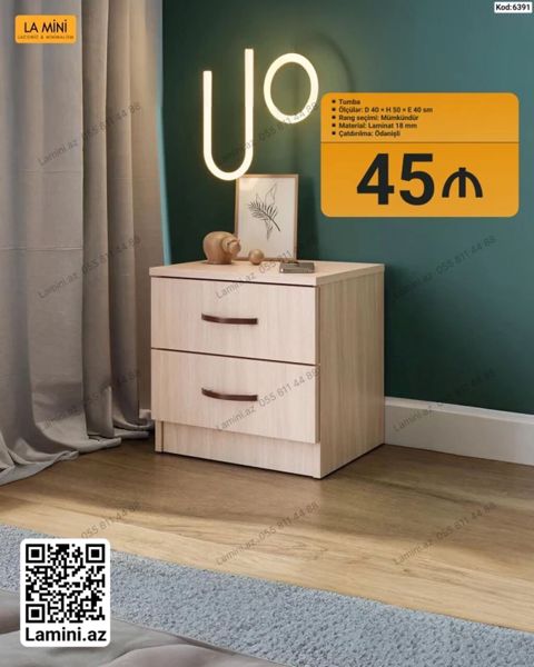 2 siyirməli tumba. Ölçüləri: 40 x 50 x 40 sm Rəng seçimi: mümkündür — Bakı