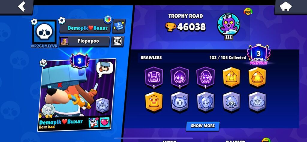 Brawl Stars hesabı. Hesabın görüntülərdə görünən əsas göstəriciləri — İş, Bakı