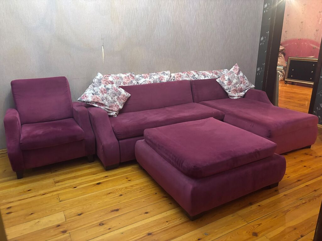 Xarici istehsal açılan divan 1 edəd kreslosu pufiki yaxşı vəziyyətdə — Mebel, Mehdiabad (5)