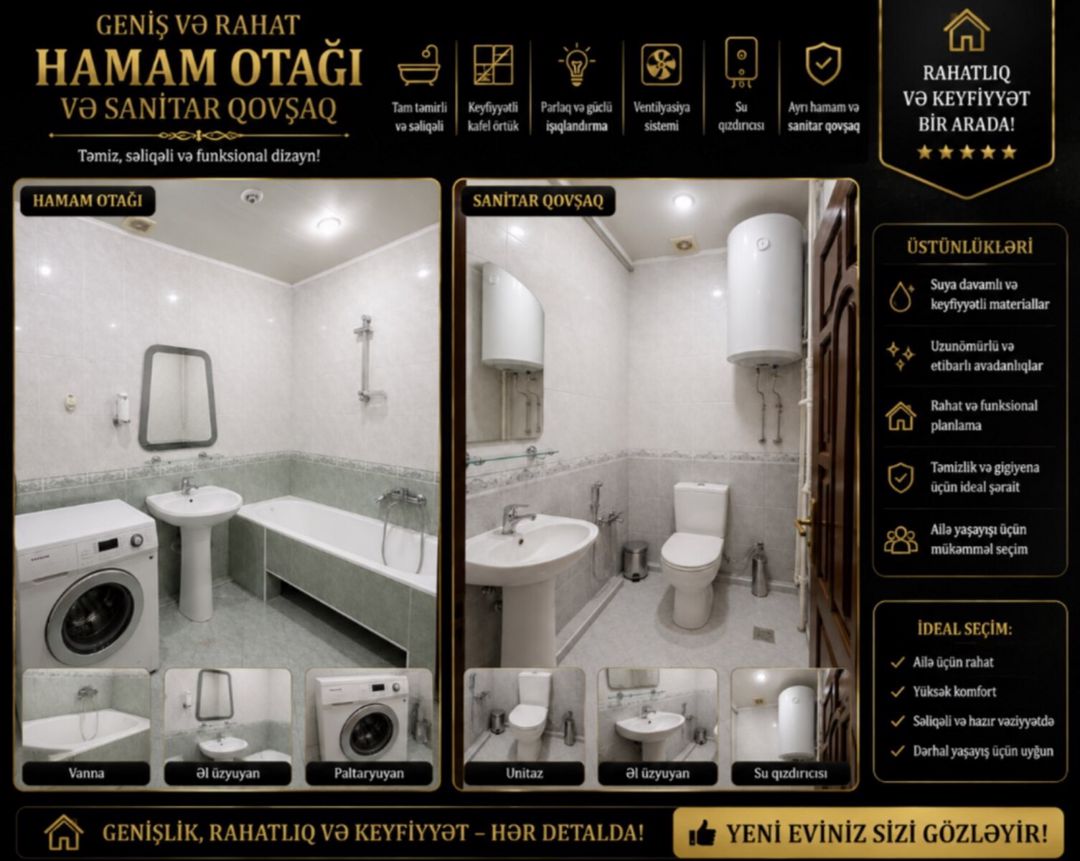 3-otaqlı mənzil, Qara Qarayev metrosu, 135 m² — Mənzil, Bakı (10)