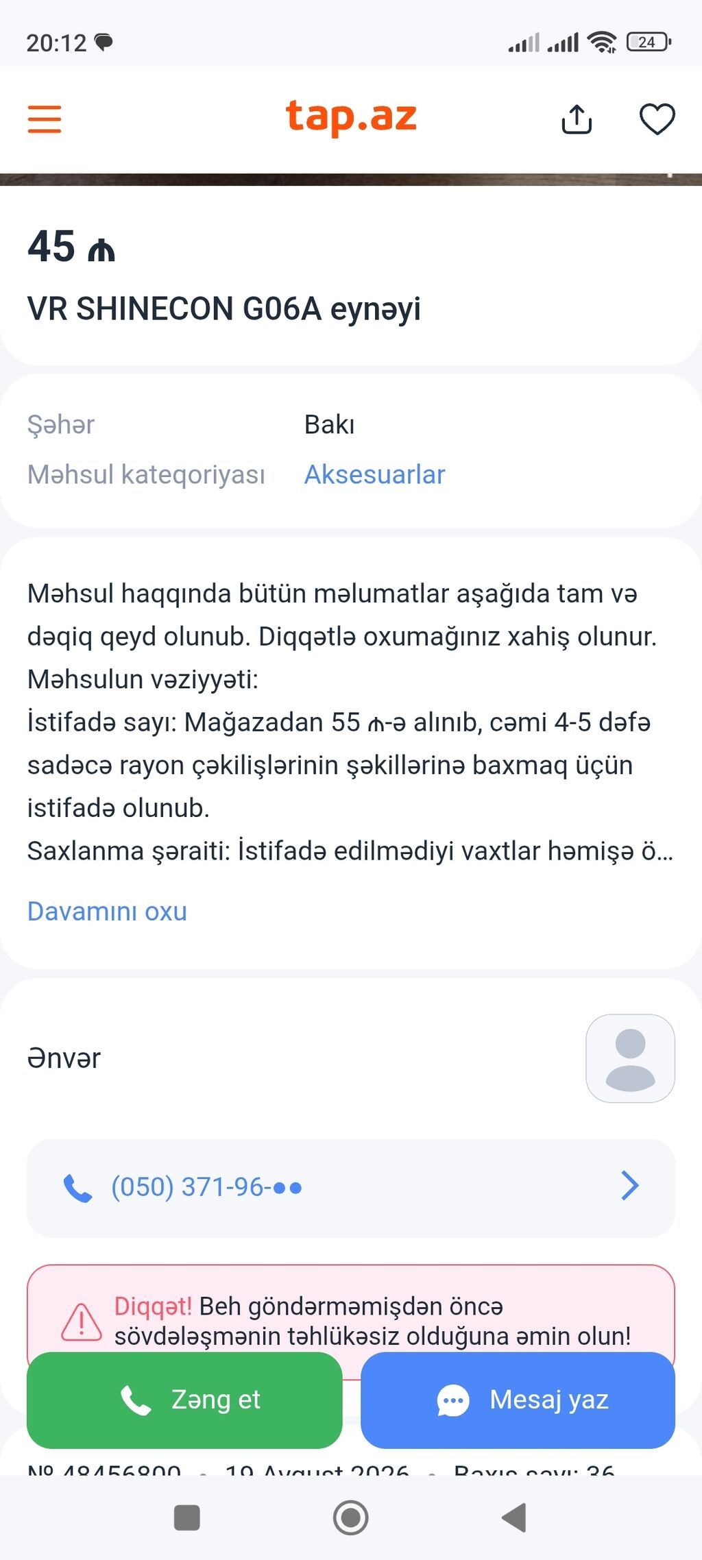 VR SHINECON G06A virtual reallıq eynəyi - Smartfon üçün VR eynək — Elektronika, Bakı (8)