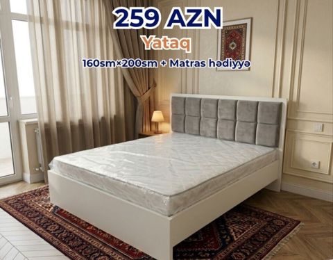 Yataq dəsti – 160 sm × 200 sm ölçü Qiymət: 259 AZN Matras hədiyyə - — Bakı