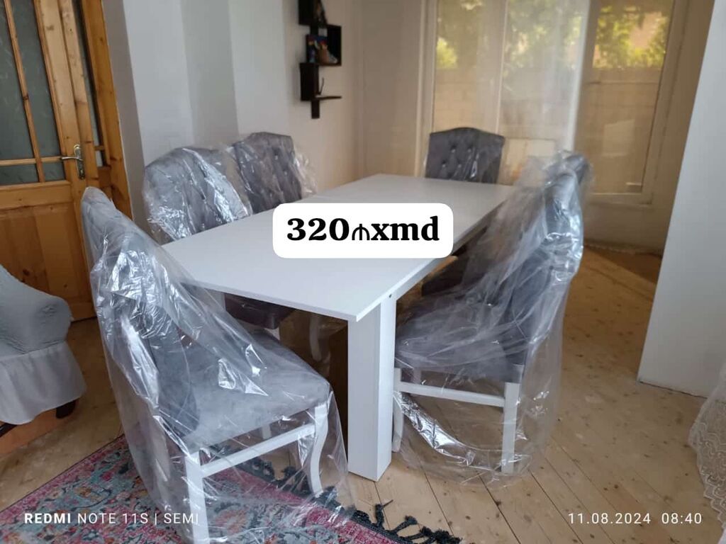 Qonaq otağı üçün, Yeni, Açılan, Dördbucaq masa, 6 stul — Mebel, Bakı