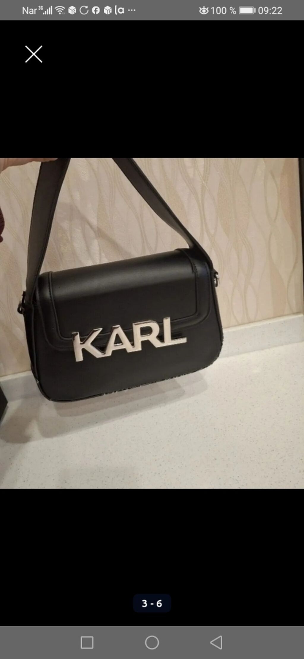 Karl Lagerfeld çiyin çantası - Rəng: qara - Material: hamar — Çantalar, Masazır (6)