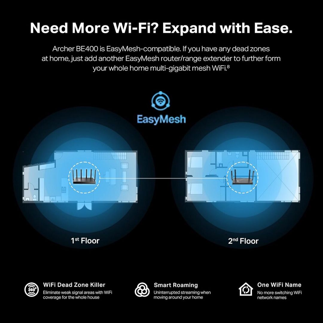 TP-Link Archer BE400 WiFi 7 Router — Şəbəkə və server avadanlığı, Bakı (5)
