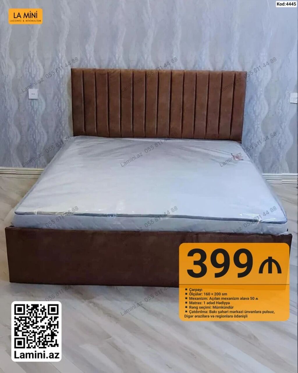 LA MİNI – Çarpayı (Kod: 4445) - Ölçülər: 160 × 200 sm - Mexanizm — Mebel, Bakı
