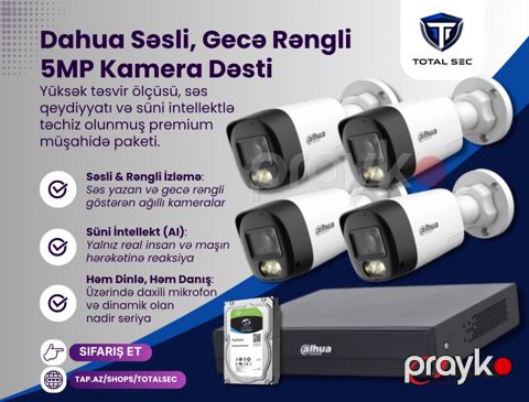 Dahua 5MP dəsti (İkitərəfli səsli və gecə rəngli) — Bakı