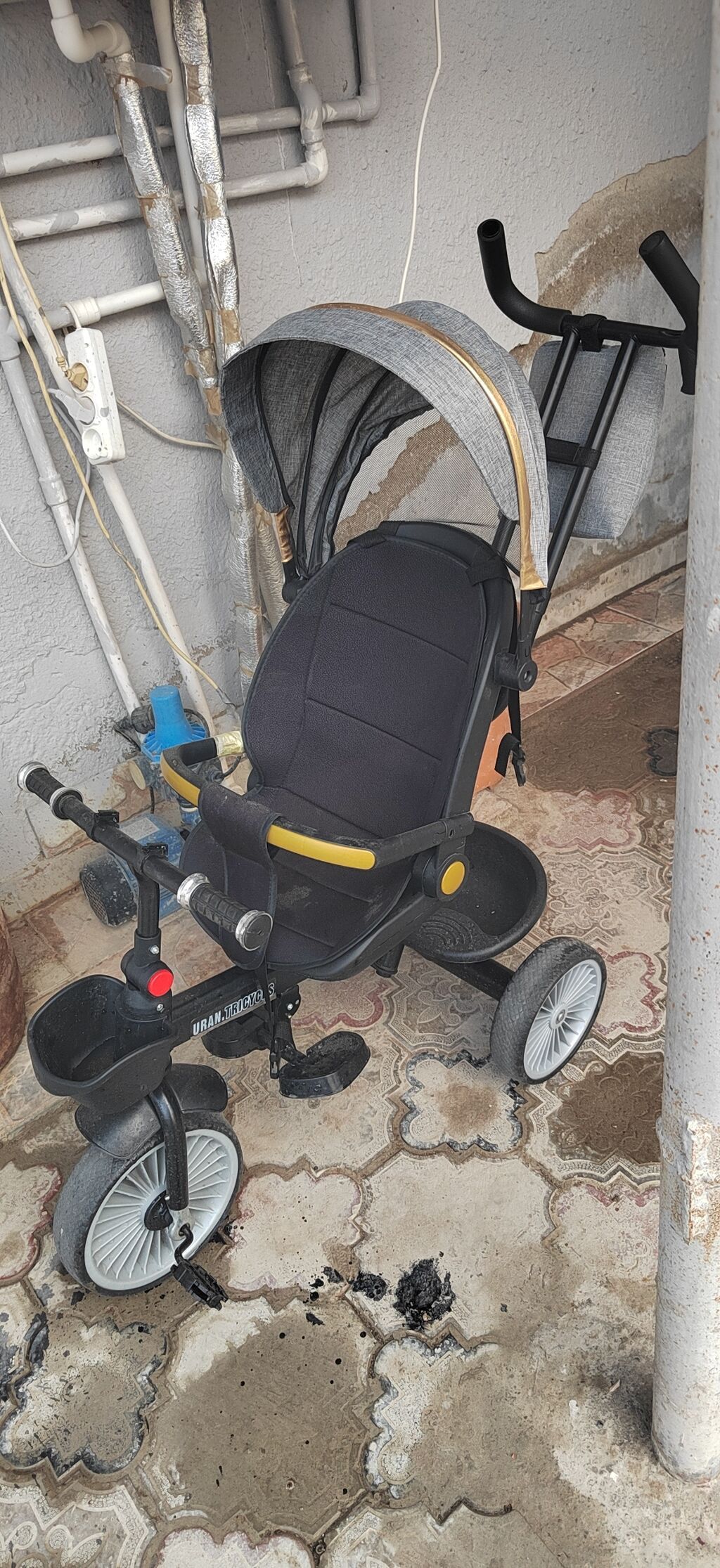 Uşaq üçtəkərli velosipedi – valideyn idarəetməsi və tentlə - — Uşaq velosipedləri, Bakı