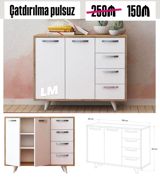 İki qapılı və 4 siyirməli çoxfunksiyalı komod. Ölçüləri: - En: 100 sm — Furniture
