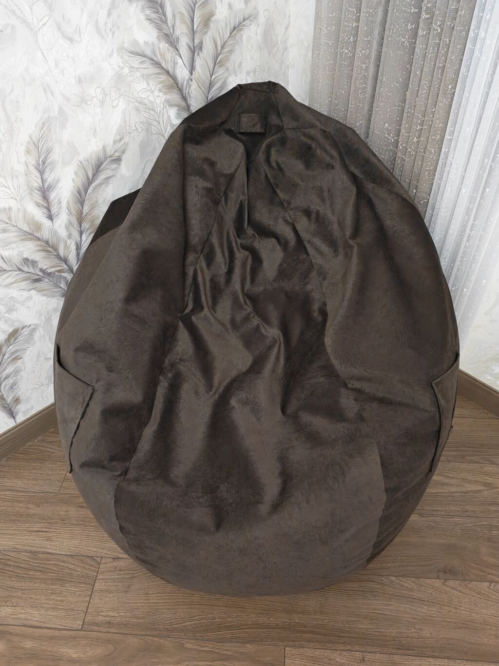 Qəhvəyi rəngli bean bag kreslo. Yumşaq, toxunuşda xoş parça ilə — Kreslolar, Bakı (3)