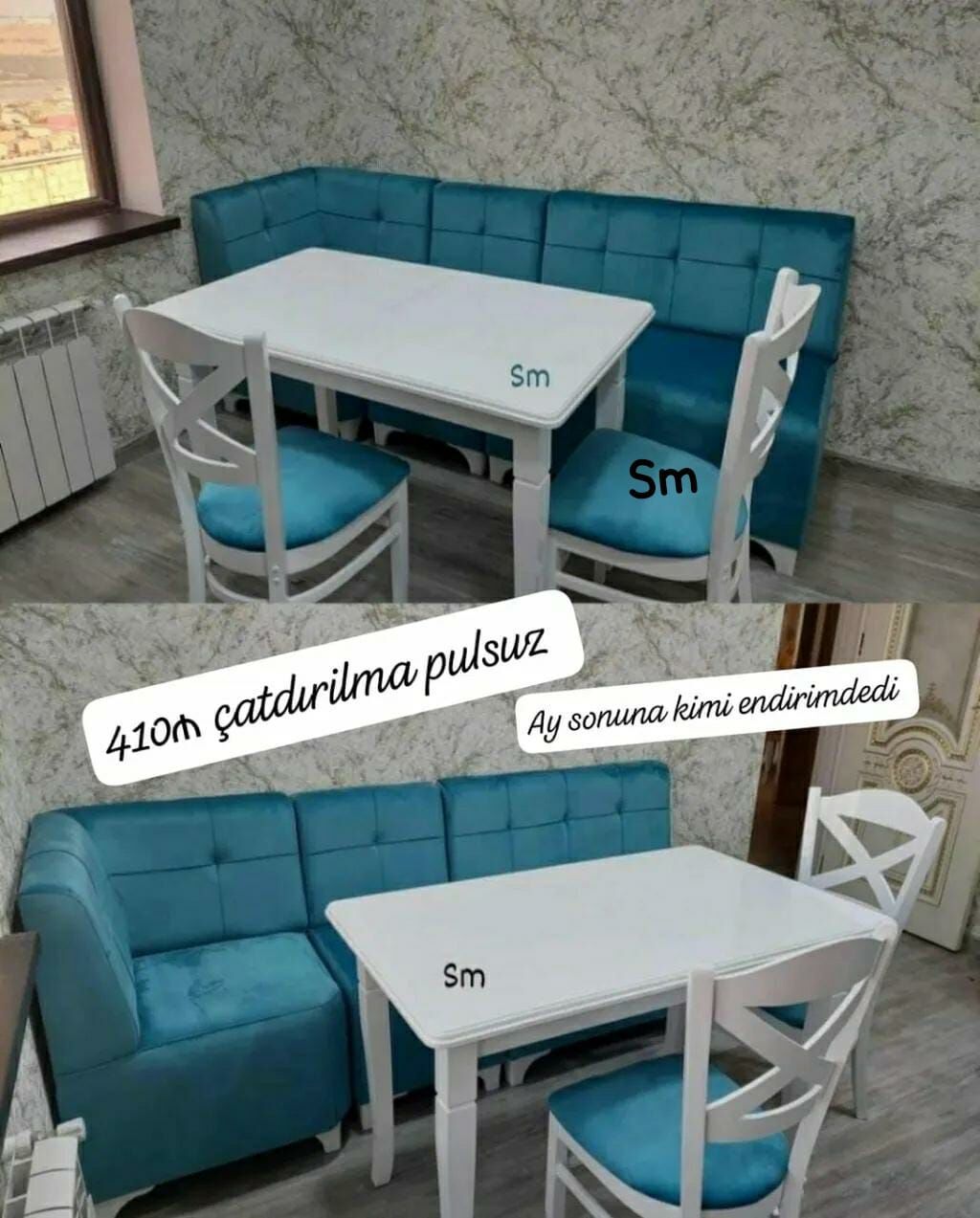 Mətbəx üçün künc dəsti Tərkib: - Künc divan - Masa - 2 ədəd stul — Mebel, Digah (2)