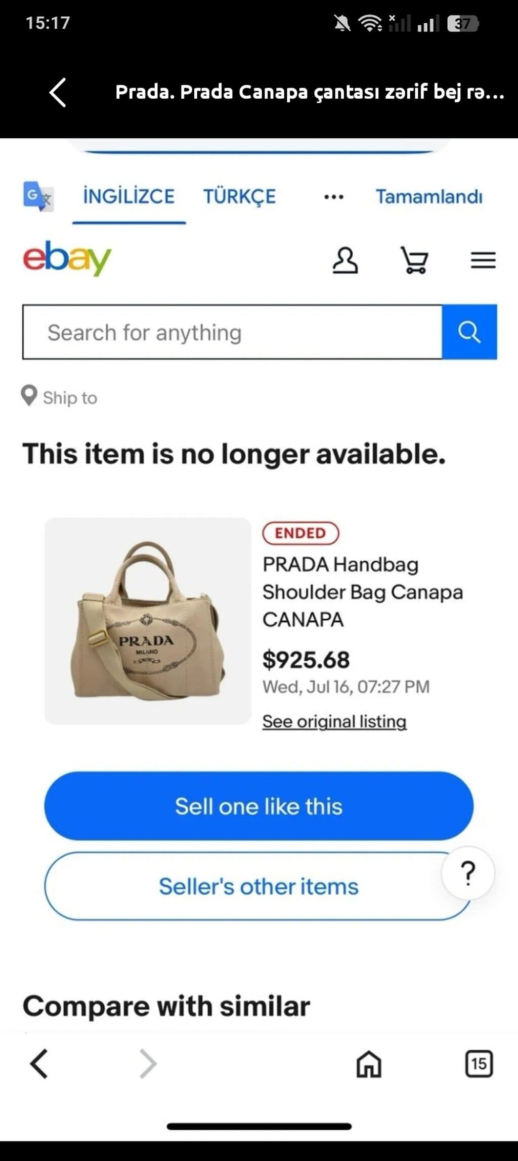 Prada Canapa model əl çantası. Zərif bej rəngdə təqdim olunan bu model — Çantalar, Bakı (2)