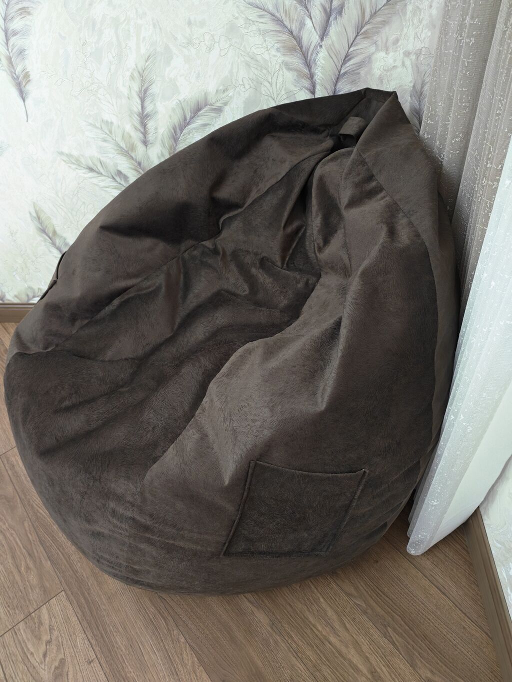 Qəhvəyi rəngli bean bag kreslo. Yumşaq, toxunuşda xoş parça ilə — Kreslolar, Bakı (2)
