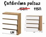 4 çekmecəli komod. Ağ və taxta rənginin kombinasiyasında hazırlanmış — Furniture