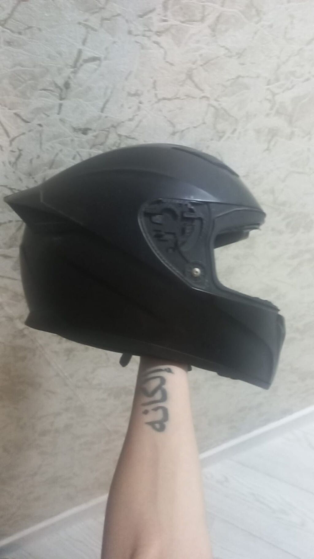 Crown Racing tam üzlü motosiklet dəbilqəsi - Rəng: mat qara - — Avto, Bakı (2)