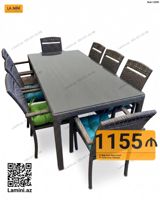 Bağ üçün masa dəsti. Dəstə 1 ədəd böyük düzbucaqlı masa və 6 ədəd — Furniture