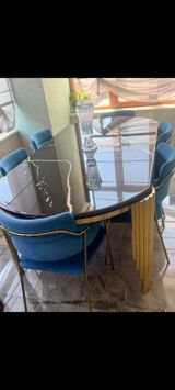 Qonaq otağı üçün, İşlənmiş, Oval masa, 6 stul — Mebel