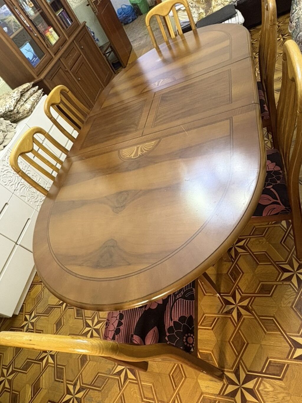 Oval formal yemək masası dəsti - Dəst: 1 yemək masası + 6 stul - — Mebel, Bakı (2)