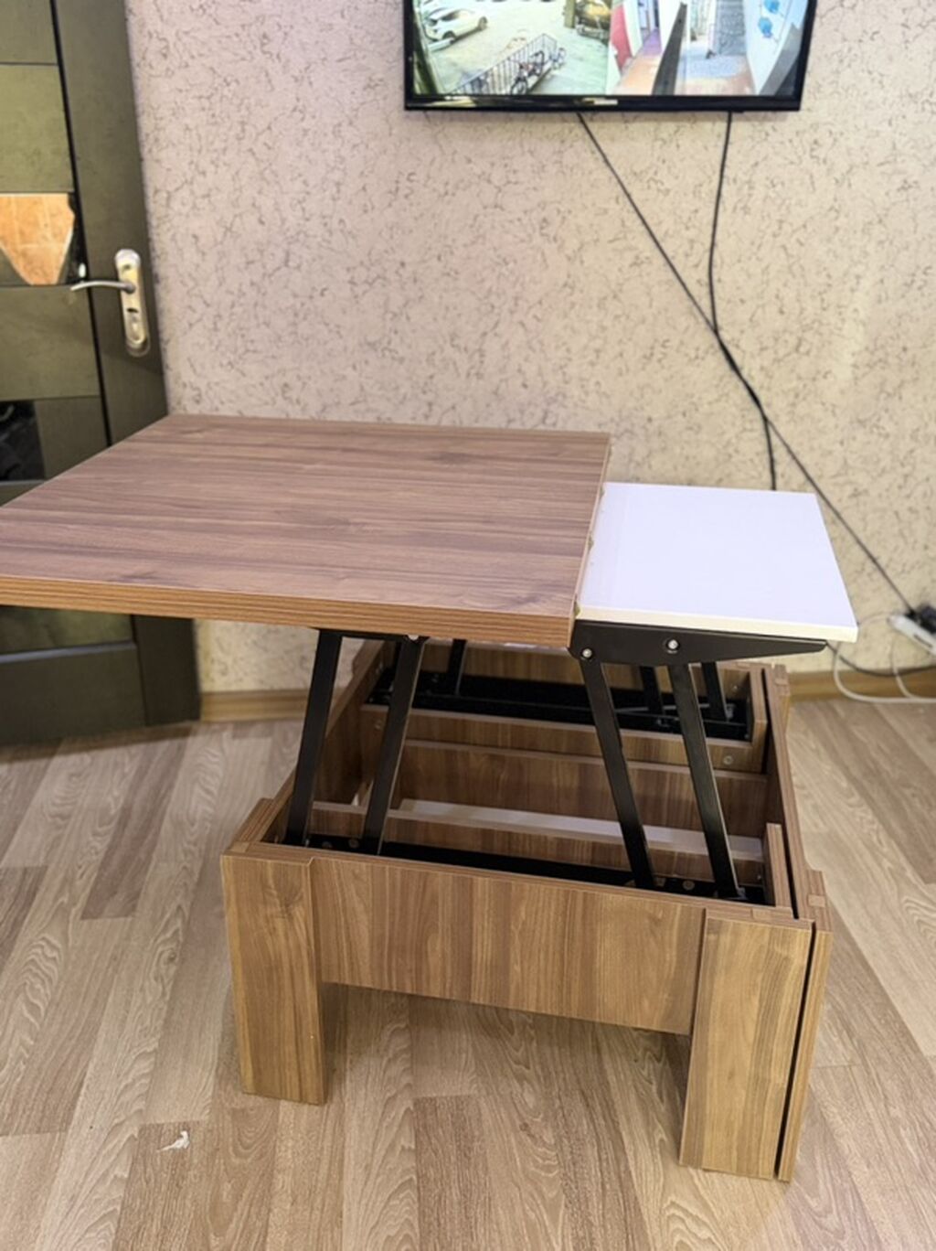 Kvadrat masa, Transformer, Təkərsiz, Teksturalı laminat — Mebel, Gəncə (3)