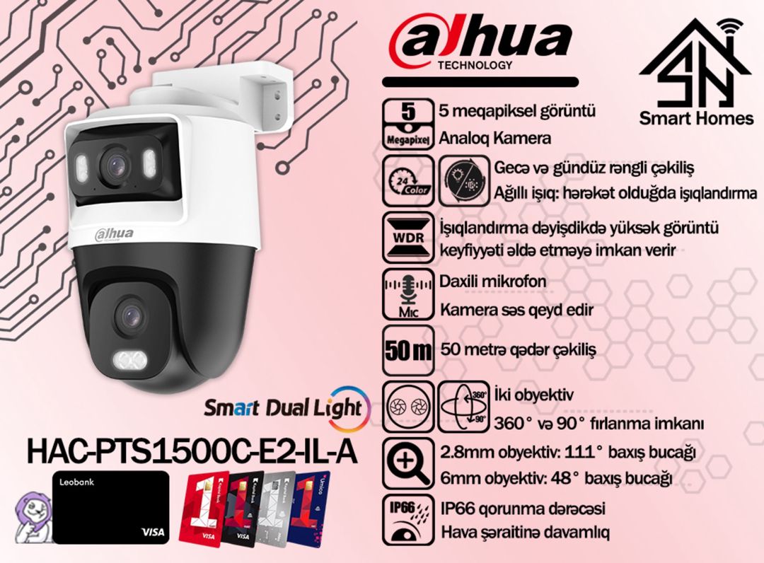 Dahua 5MP fırlanan analoq kamerası HAC-PTS1500CP-E2-IL-A — Təhlükəsizlik sistemləri, Bakı
