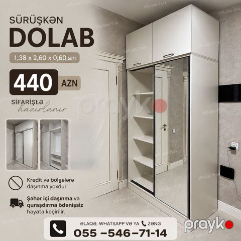 Düz dolab, Paltar üçün, Kupe, 2 qapılı — Bakı