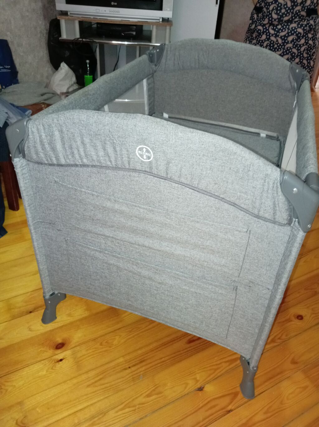 COOL BABY qatlanan uşaq çarpayısı / oyun manjeri - Rəng: boz - — Mallar, Bakı (3)