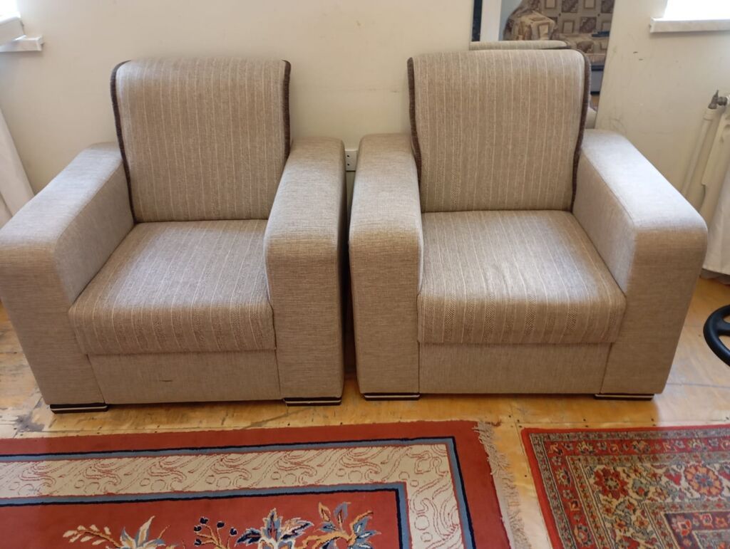 İşlənmiş, Divan-kravat, 2 kreslo, Bazalı, Açılan — Mebel, Bakı (3)