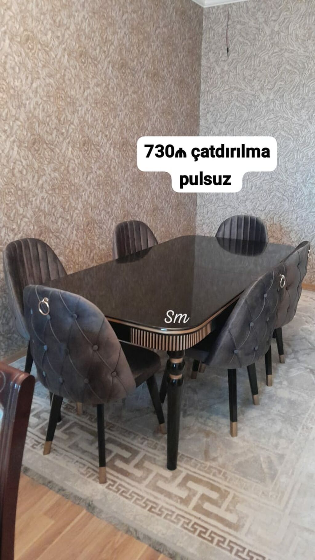 6 stul + masa qonaq otağı/dining dəsti. Dəstə 1 ədəd düzbucaqlı masa — Mebel, Digah (3)